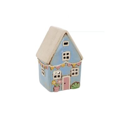 Village Pottery Garden Flags House Blue