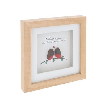 Pebble Glass Square Plaque Robins Appear