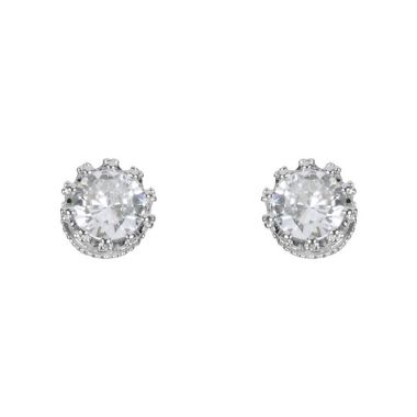 Indulgence Crown Rhodium Stone Earrings