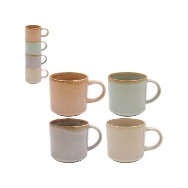 Elements Stone Glaze Stack Mug Light Set Of 4