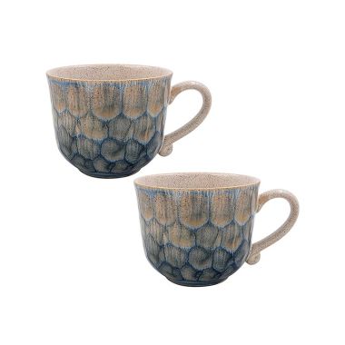 Reactive Glaze Scale Mug Green Set Of 2