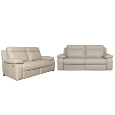 Amalfi 3+2 Offer - Real Italian Leather Light Grey
