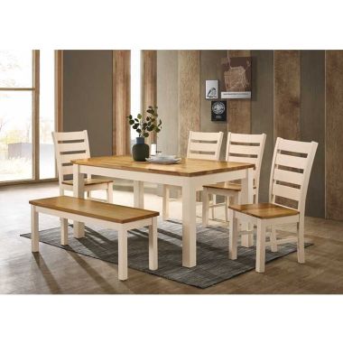 Chelsea Set Cream Table With 4 Chairs & A Bench