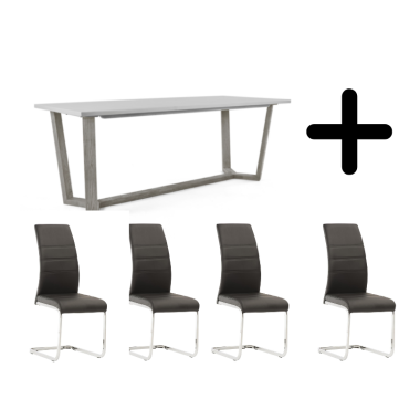 Docklands 1.5M Table & 4 Grey Soho Chairs