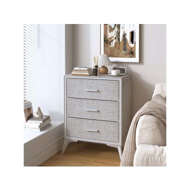 Farrell Grey Fabric and Metal 3 Chest of Drawers
