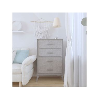 Farrell Grey Fabric and Metal 4 Chest of Drawers