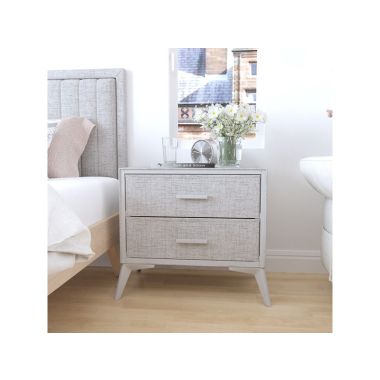 Farrell Grey Fabric and Metal Bedside Locker