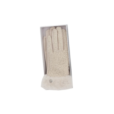 Faux Fur Teddy Boxed Gloves Cream
