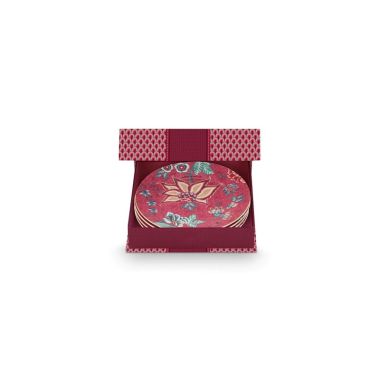 Set Of 4 Plates Flower Festival Dark Pink 17Cm