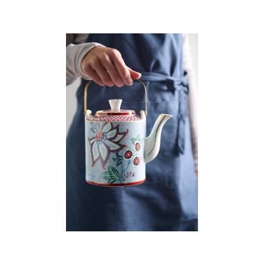 Giftset Teapot Oriental Flower Festival Blue 1Ltr