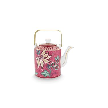 Giftset Teapot Oriental Flower Festival Dark Pink