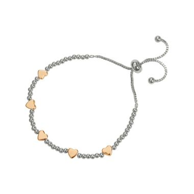 Indulgence Rhodium Rose Gold Heart Drawstring Brac