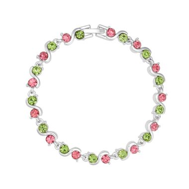 Indulgence Rhodium Pink And Green Crystal Bracelet