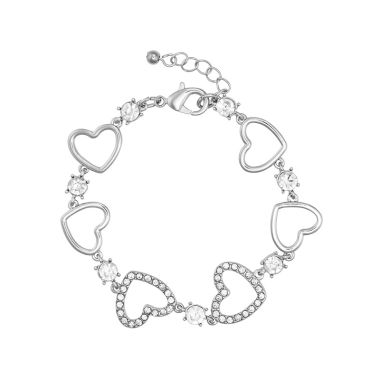 Indulgence Rhodium Crystal Hearts Bracelet