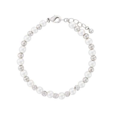 Indulgence Rhodium Crystal Ball Pearl Bracelet