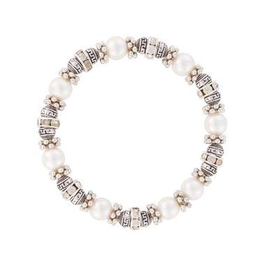 Indulgence Rhodium Pearl Stretch Bracelet