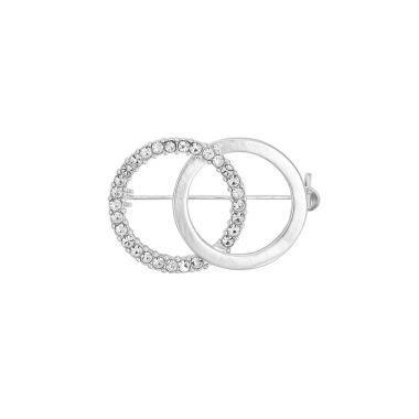 Indulgence Rhodium 2 Rings Crystal Brooch