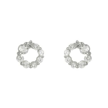 Indulgence Rhodium Crystal Circle Stud Earrings