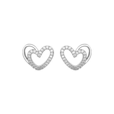 Indulgence Rhodium Double Heart Crystal Earrings