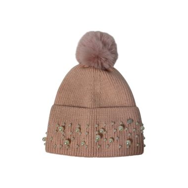 Pearl Sensation Pom Pom Hat Pink