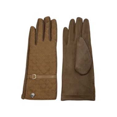 Quilted Buckle Boxed Gloves Brown