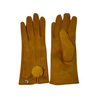 Stylish Pom Pom Boxed Gloves Yellow
