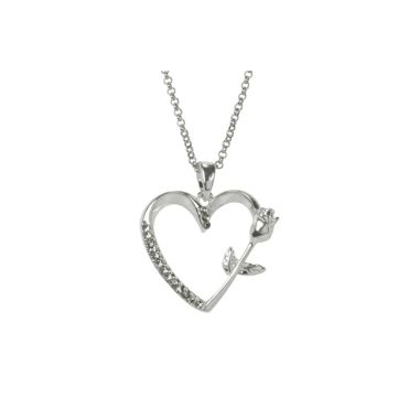 Indulgence Silver Plated Crystal Heart Rose Neckla