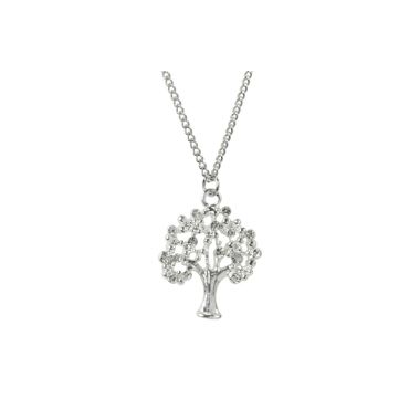 Indulgence Tree Of Life Crystal Silver Necklace