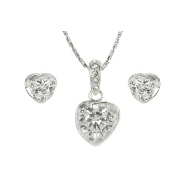 Indulgence Rhodium Crystal Neckalce & Earring Set