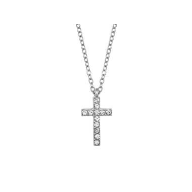 Indulgence Rhodium Crystal Cross Necklace