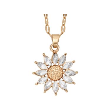 Indulgence Gold Crystal Sunflower Necklace