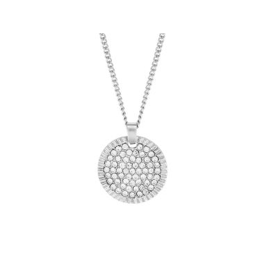 Indulgence Rhodium Crystal Disc Necklace
