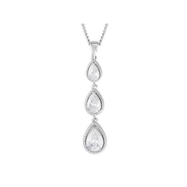 Indulgence Rhodium 3 Crystal Drop Necklace