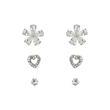 Indulgence Rhodium Crystal Trio Earring