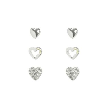 Indulgence Rhodium Crystal Heart Trio Earrings