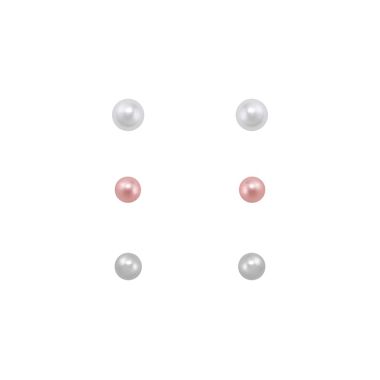 Indulgence Balls Rhodium Pearl Pink Trio Earing