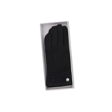 Knitted Cuff Boxed Gloves Black