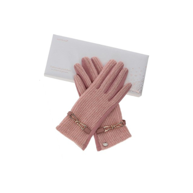 Ribbed Belt Boxed Gloves Pink