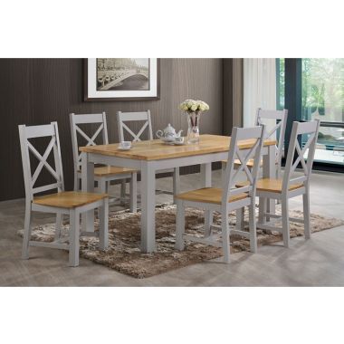 Rochester 5' Set - Table & 6 Chairs - Grey And  Oa
