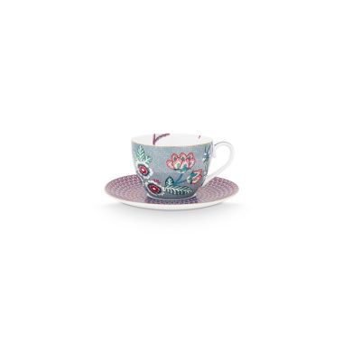 Set of 2 Cups & Saucers Flower Festival Light Blue