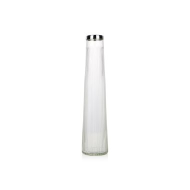 Tall Ribbed Glass Vase