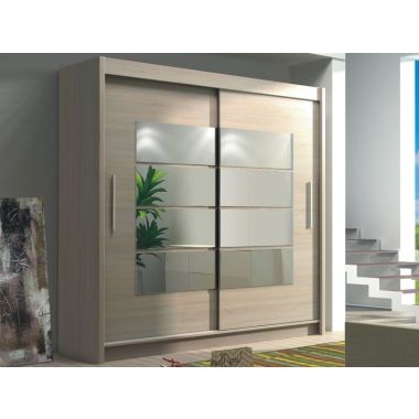 Toronto 1.5M Mirrored Slide Robe - Oak