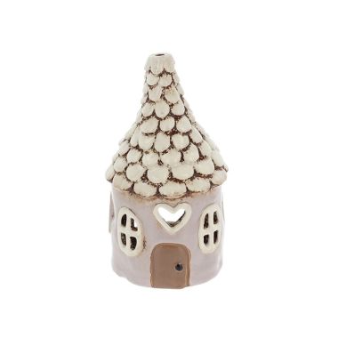 Village Pottery Round Heart House Grey Tealight