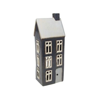 Village Pottery Tall Slate Blue House Tealight
