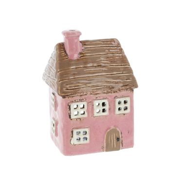 Village Pottery Thatch House Pink Tealight