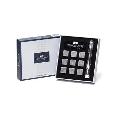 Whiskey Stone Set- Stones X9Tongs & Velvet Bag