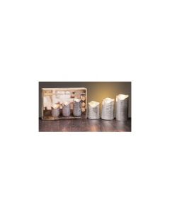 Newgrange Living Candle Silver LED Candle Set of 3