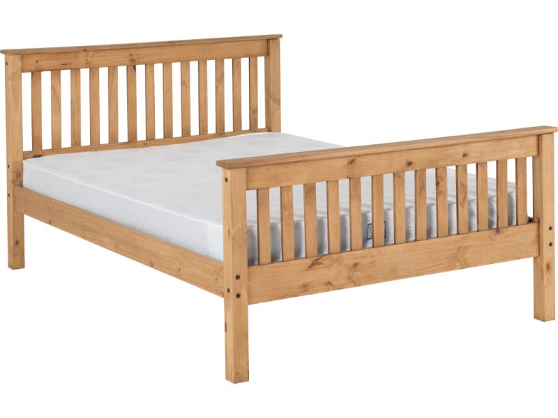 Monaco Hight Foot End Bed - Distressed Waxed Pine