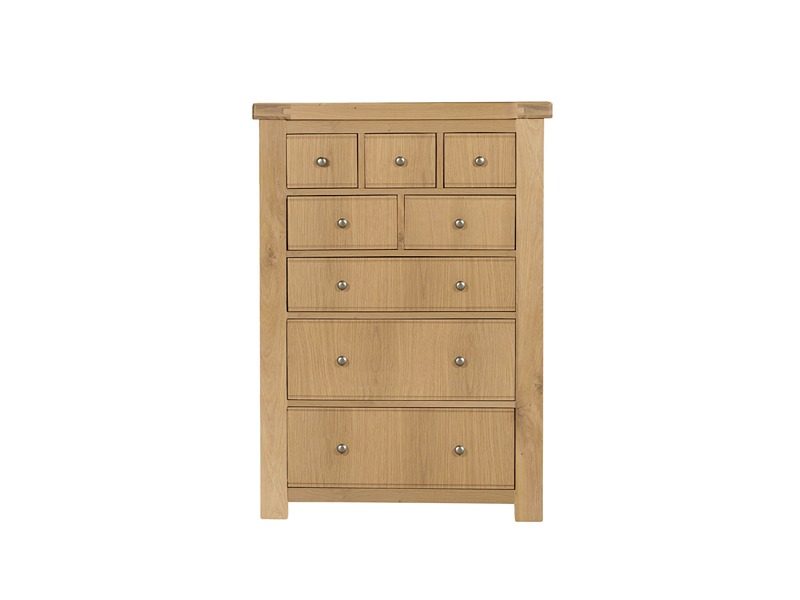 VIDA Delaney 8 Drawer Tall Chest - Oak