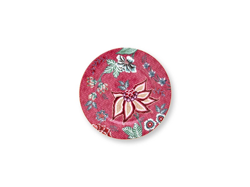 Set Of 4 Plates Flower Festival Scallop Dark Pink